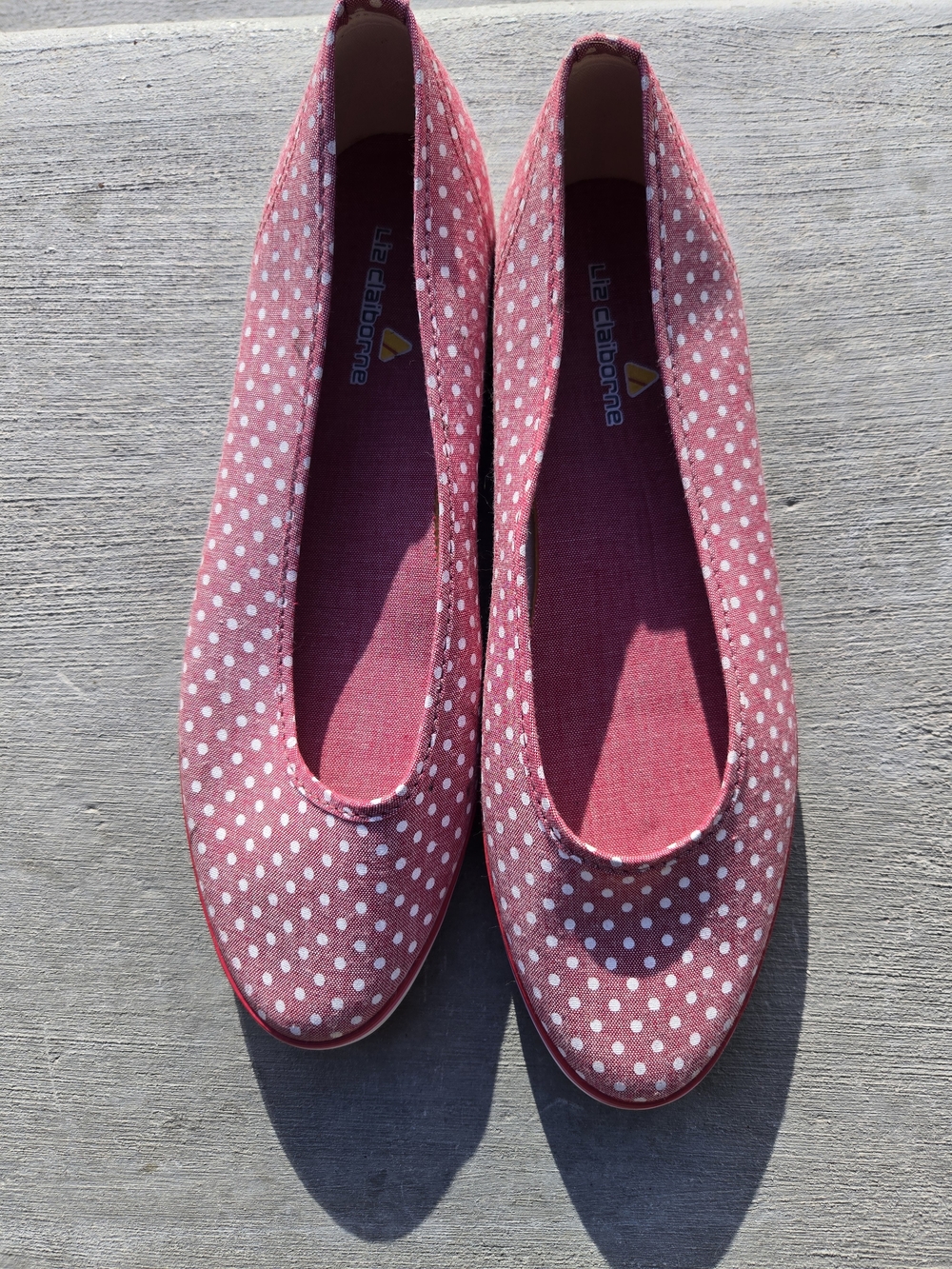 Liz Claiborne Pink Polka Dot Slip-On Ballet Flats